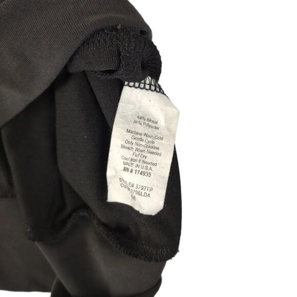 PEYTON JENSEN Women's M Soft Model Blend Keyhole V-Neck Black Top, Made in USA - Picture 5 of 6